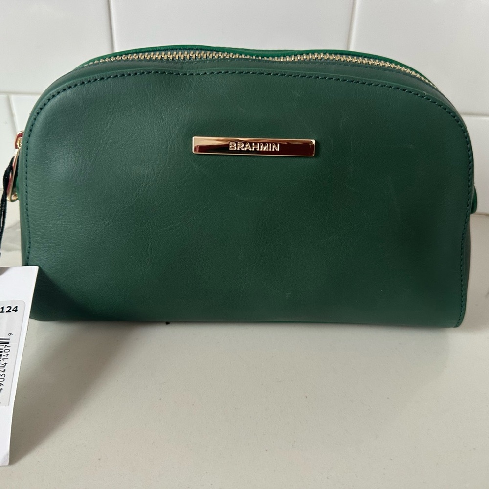 Brahmin  Dany Green Leather Cosmetic Pouch soft leather